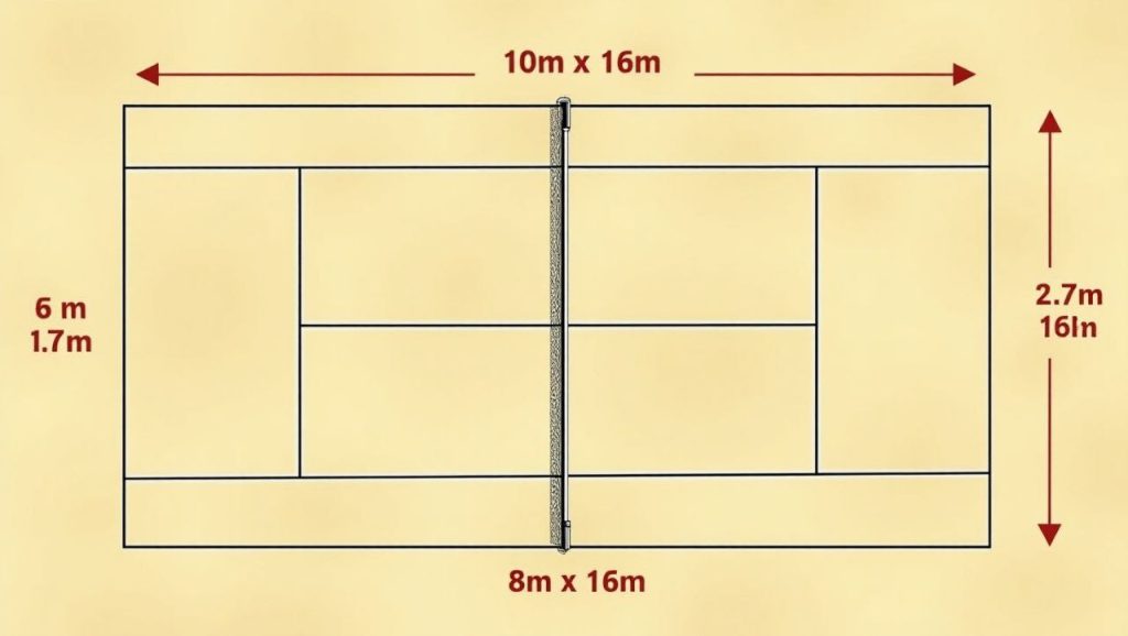 ابعاد زمین تنیس ساحلی